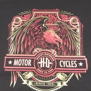 Harley Davidson Mens 2XL Blk Graphic Tshirt Eagle